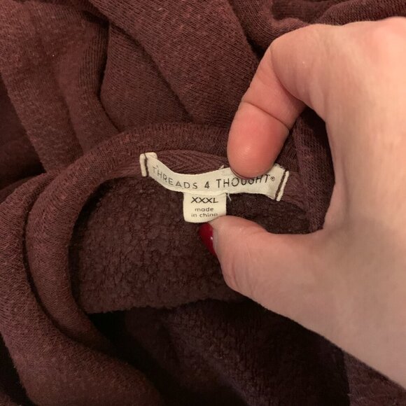 Threads 4 Thought maroon hoodie - Picture 3 of 4